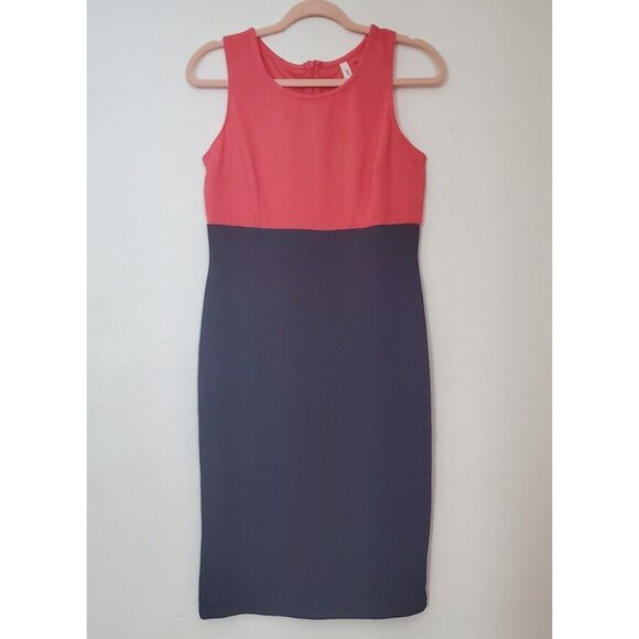 NY Collection Women's 2 Piece Dress Set Navy Peach Size 8 NWT Back Zip 3/4 Sleev - Picture 3 of 15